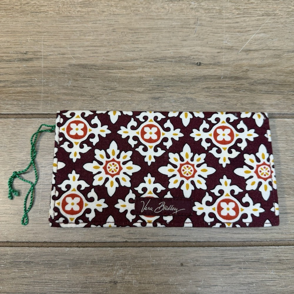 VERA BRADLEY Medallion Brown Checkbook Cover Retired Cotton Quilted USA